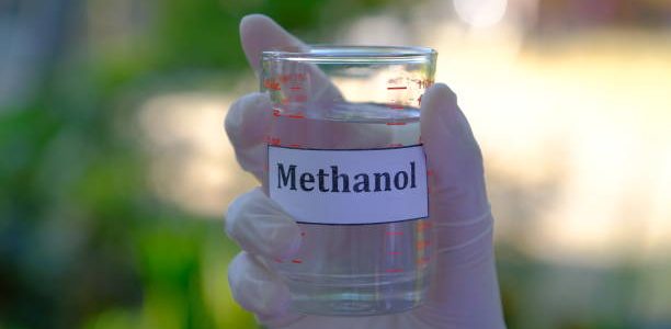 Methanol or methyl alcohol in clear glass Methanol or methyl alcohol in clear glass